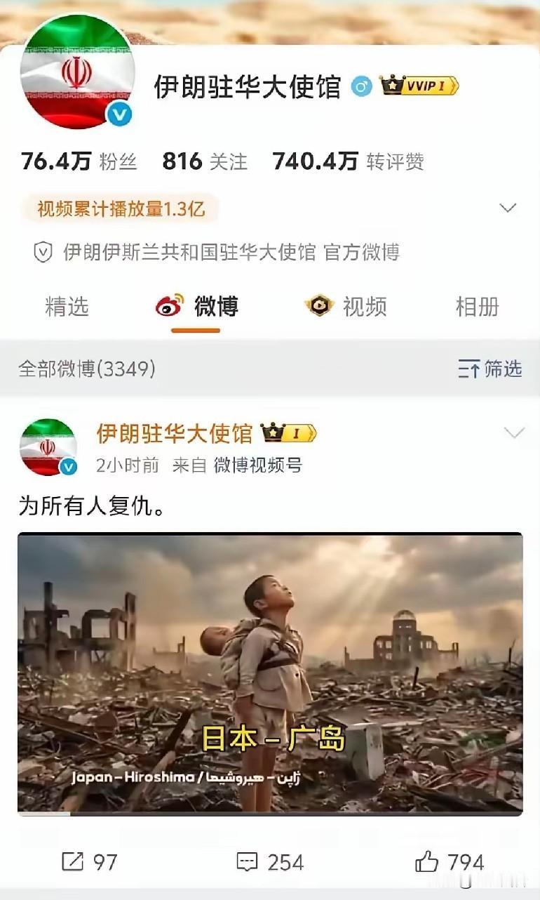 伊朗打美国，说是为日本复仇，这有点看不懂了，虽然有些抽象，但很想知道日本驻华大使