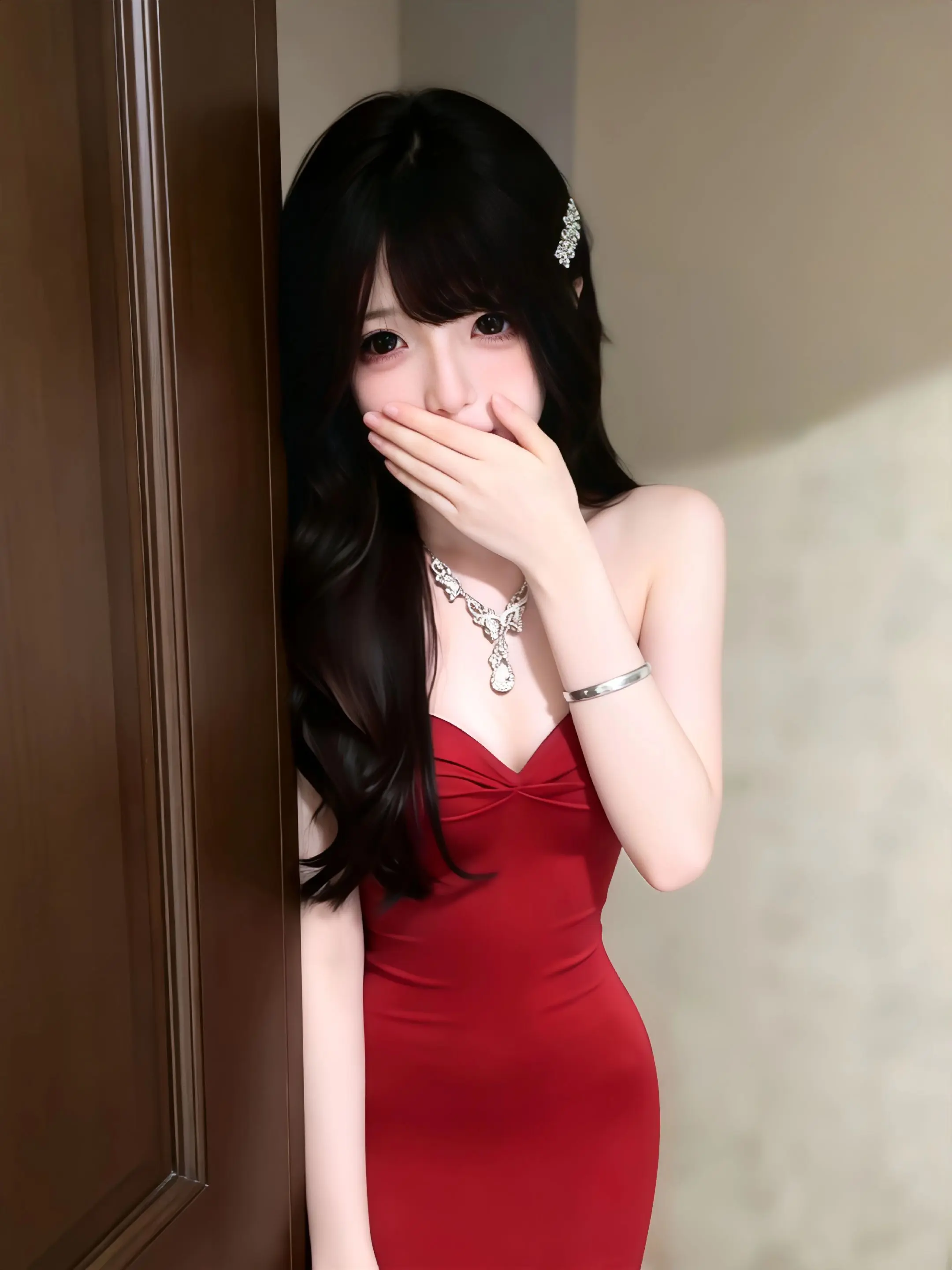 红。