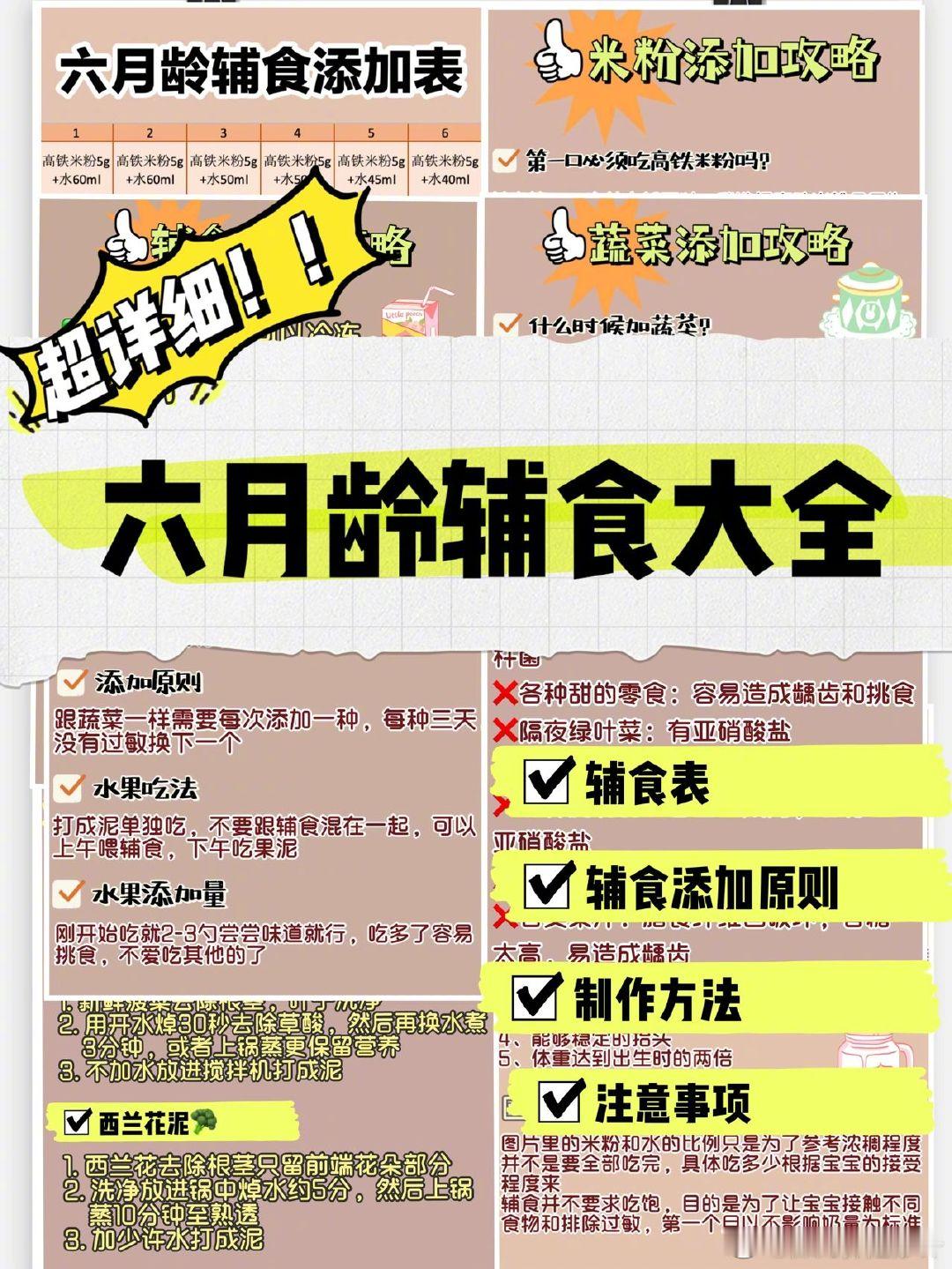 六月龄辅食表｜制作方法｜添加原则 ​​​