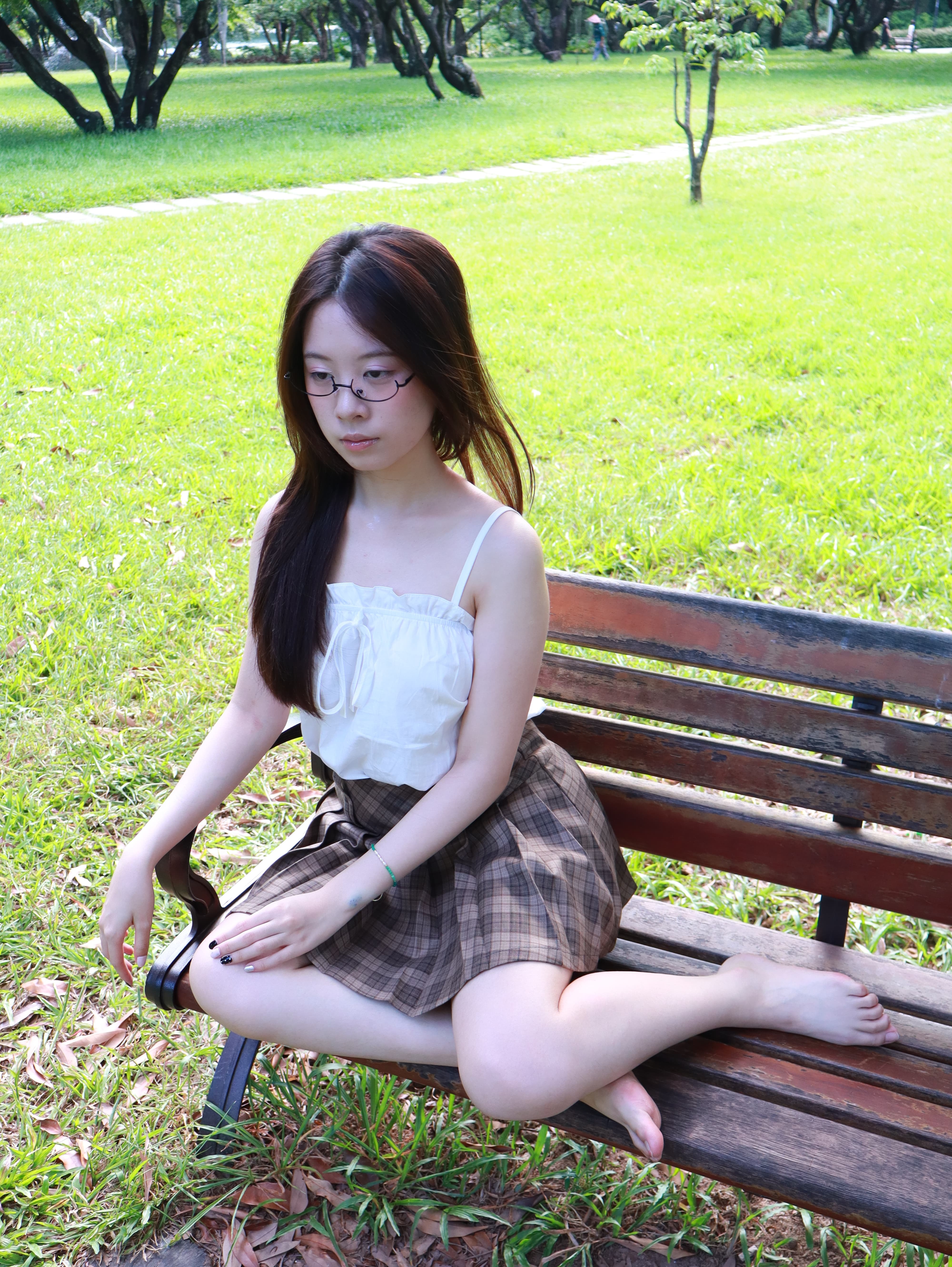 小姐姐公园拍摄素材