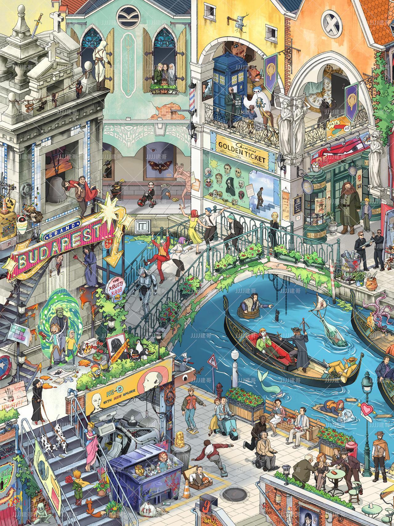 两幅画中居然藏了100部电影主角，你能认出几个？