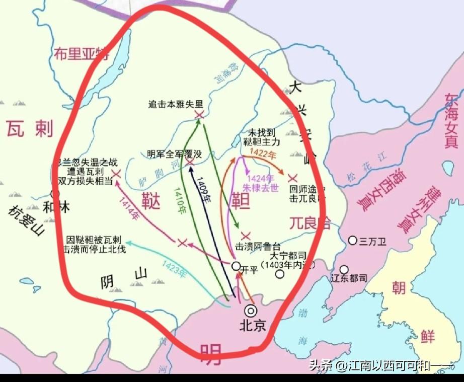 朱棣武力何其充沛，麾下大将全军覆没，他便亲自五次北伐！
1409年丘福北伐。朱棣