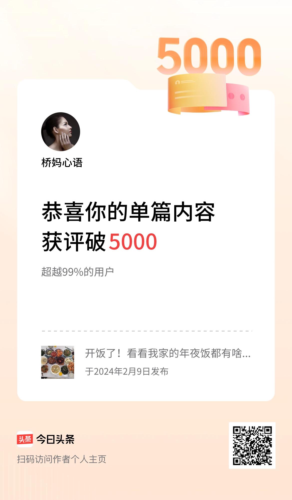 单篇内容获评论量破5000啦！