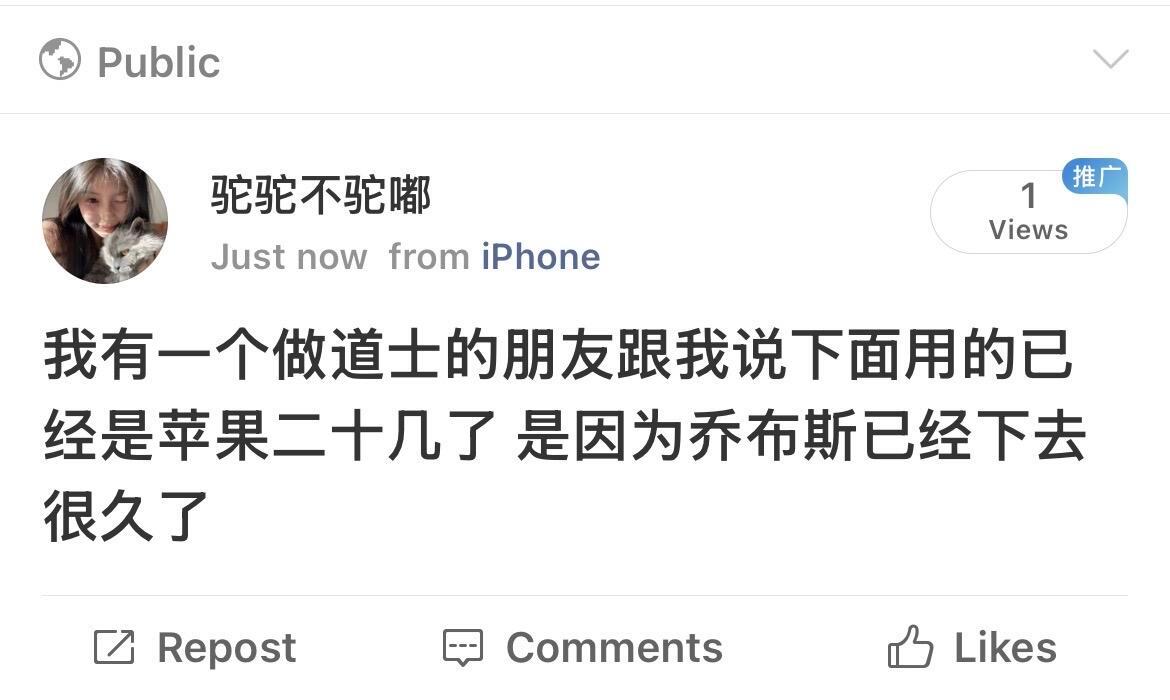 地狱笑话：下面用的已经是苹果二十几了 