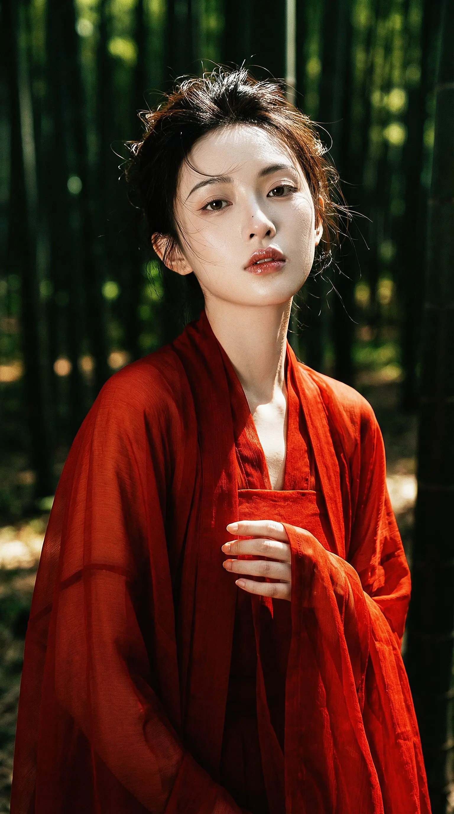 红衣不语，自有风华。 。