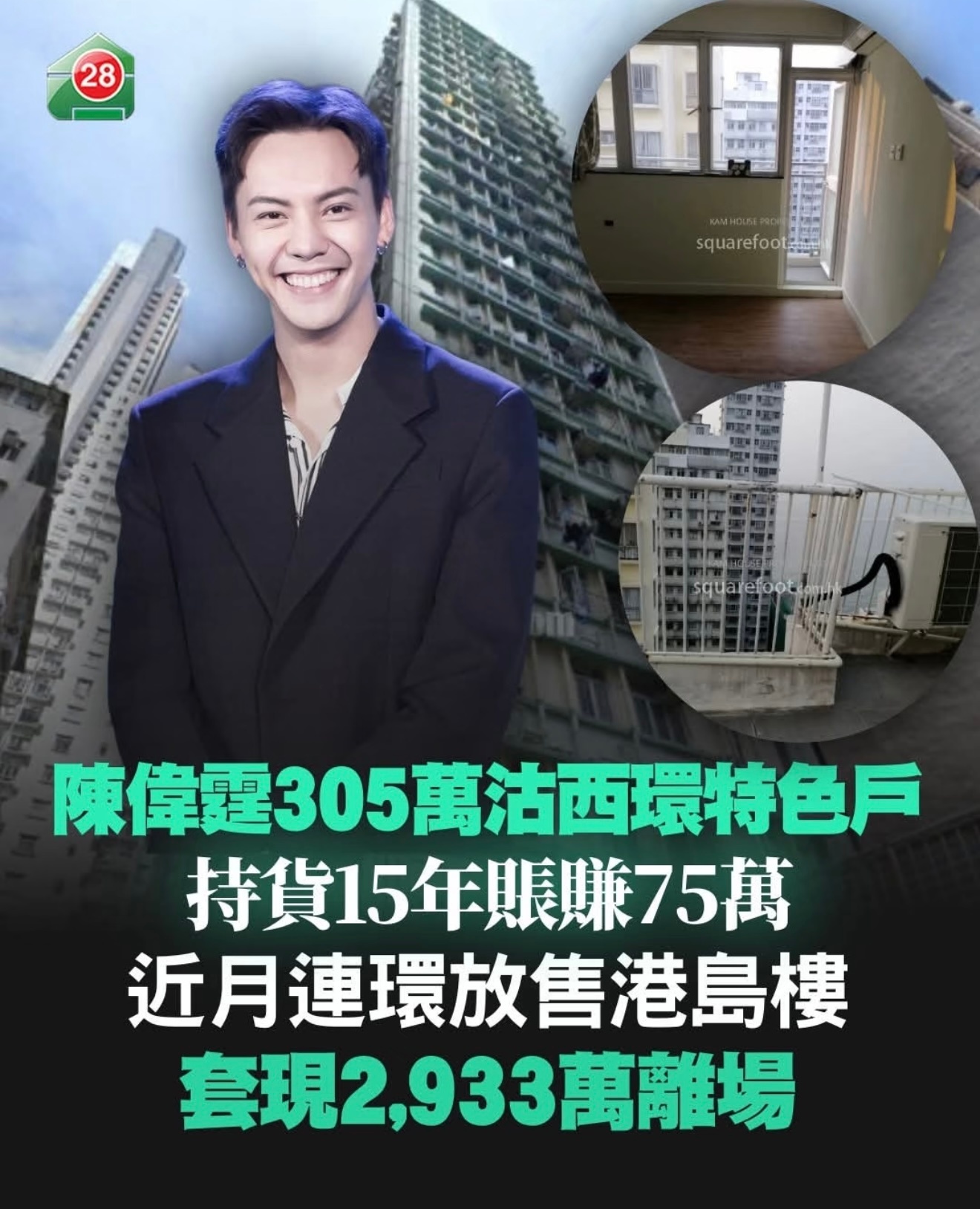 陈伟霆连抛香港两套房套现近3000万陈伟霆、张家辉接连抛售香港房产香港楼市回升，