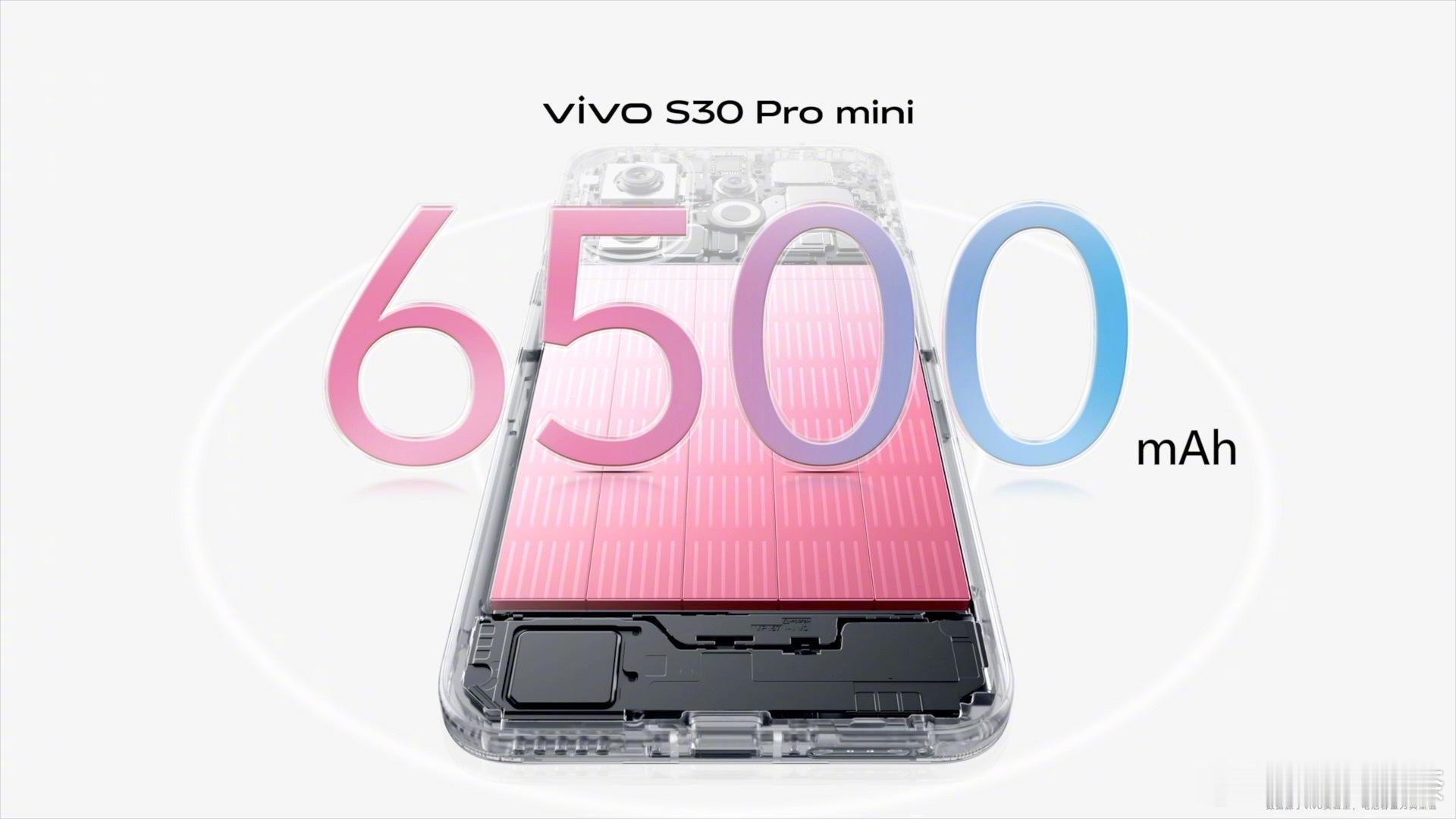 vivo S30 Pro mini拥有一块6500mAh超薄蓝海电池，支持90W