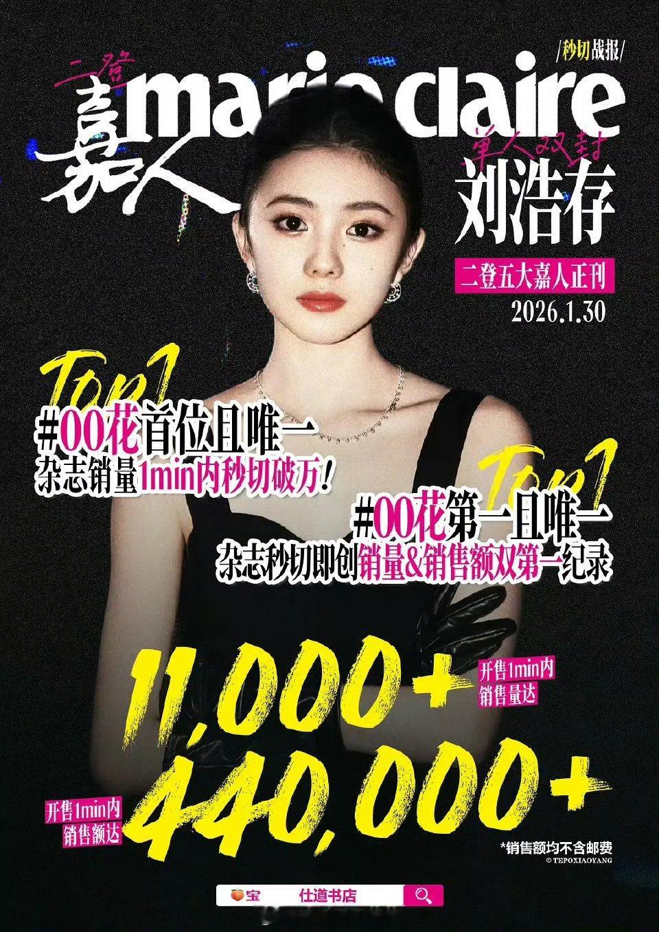 刘浩存嘉人一分钟秒切破万，00🌸第一