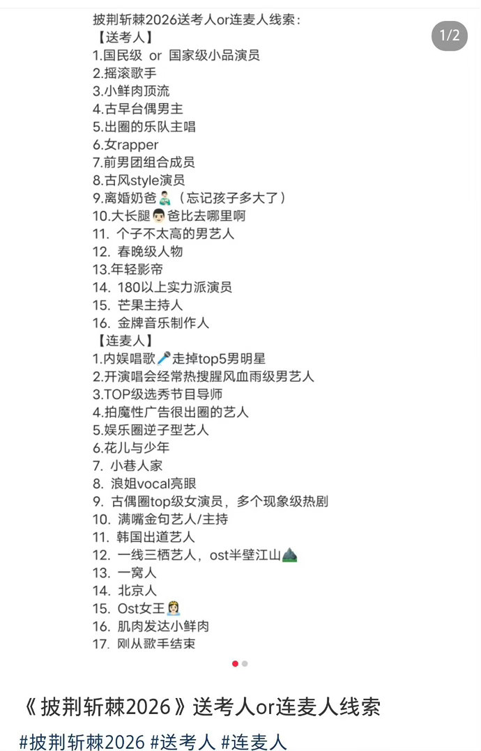 披哥送考人阵容披荆斩棘 古风style演员混进前男团成员和摇滚主唱里，这个送考人