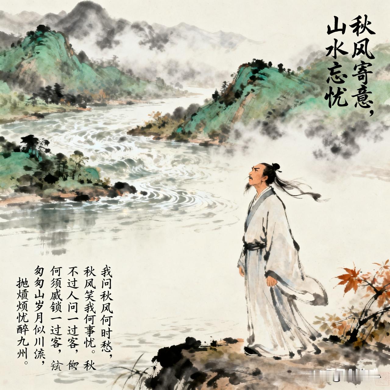 《秋风寄意＊山水忘忧》乐韵诗心原创诗词:
我问秋风何时愁，
秋风笑我何事忧。
不
