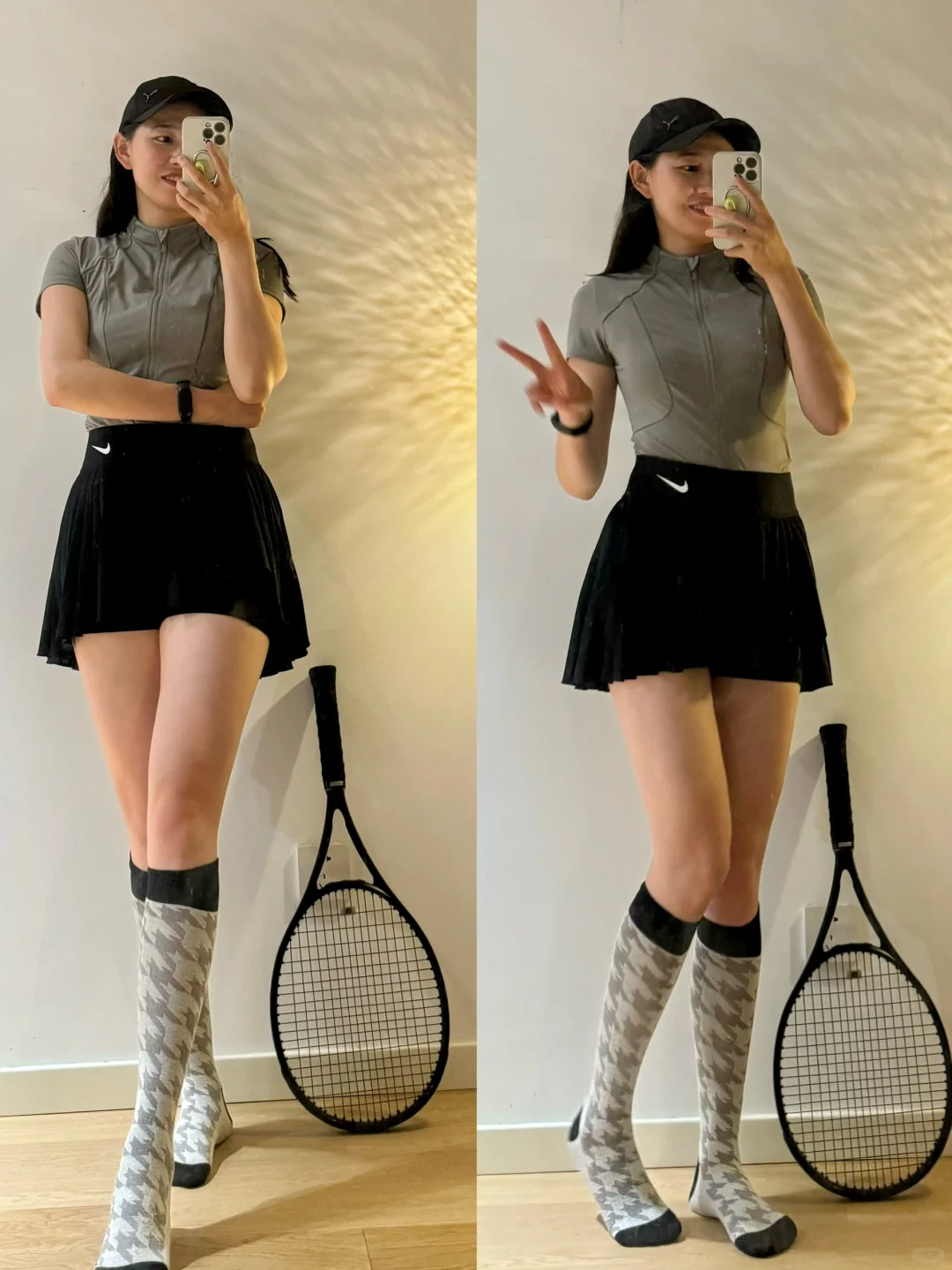 🔘🔘🔘很少穿黑+灰网球服，但还是经典配色