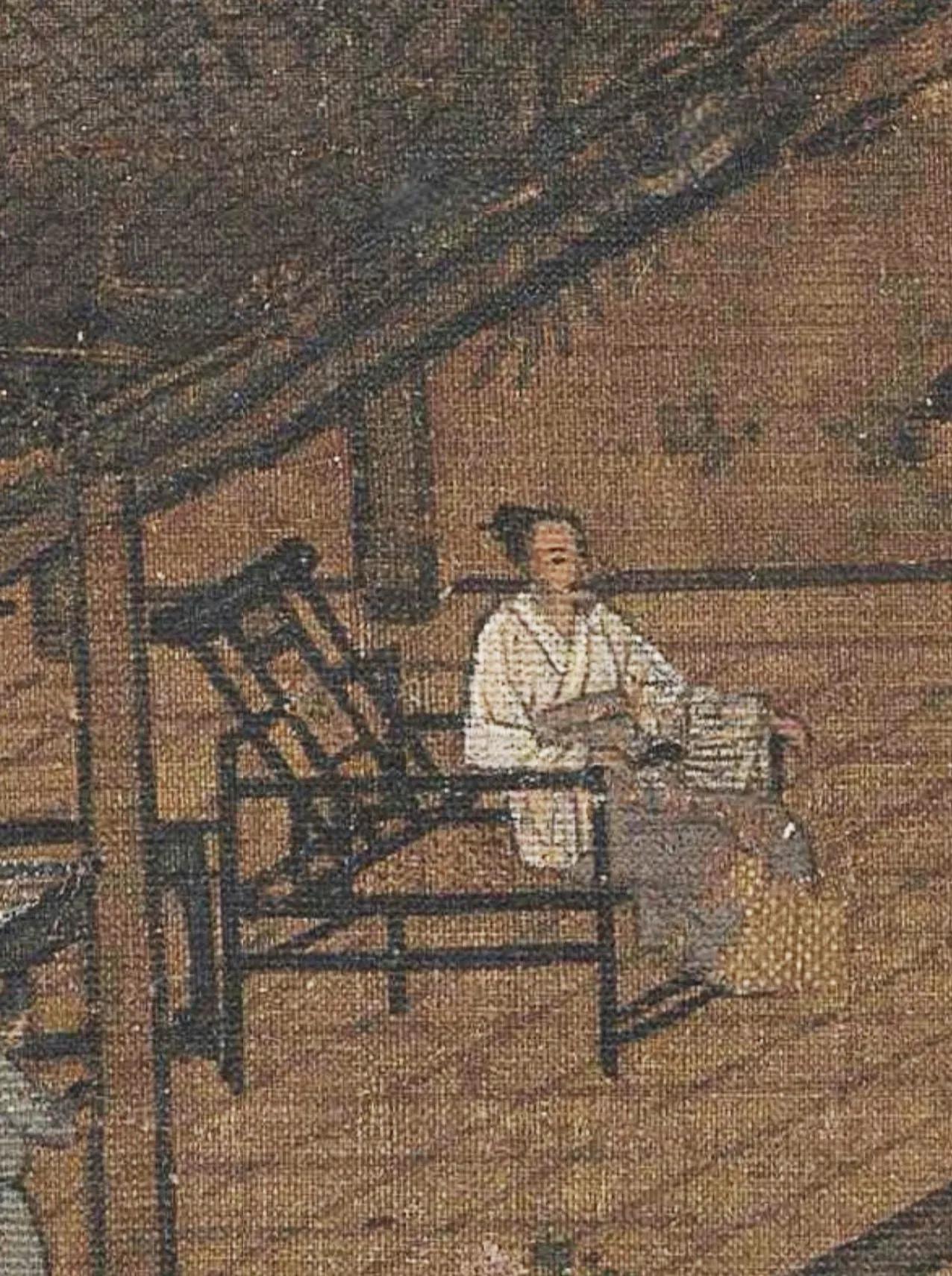 这两幅宋画，画出宋代两种经典坐具。刘松年《四景山水图》里的是逍遥躺椅，靠背可以调