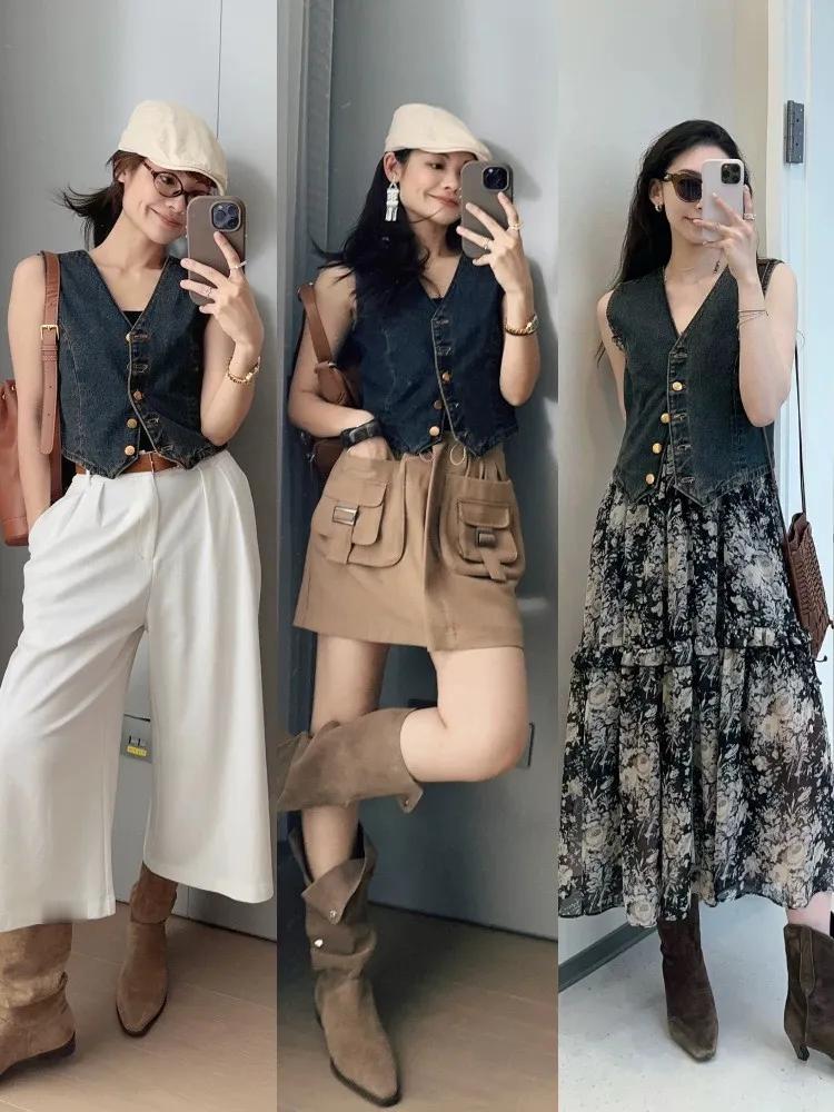 同一件牛仔马甲这样穿，真是很加分啊

#马甲的万种穿搭# #减龄穿着分享#