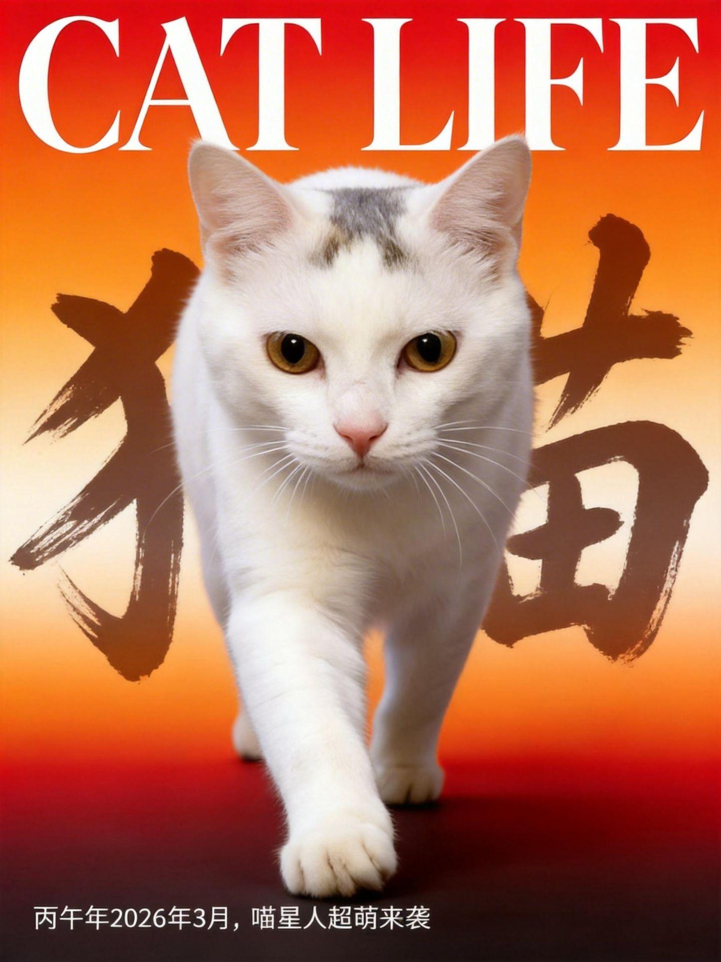 AI红底萌猫大片 随变ai随便玩