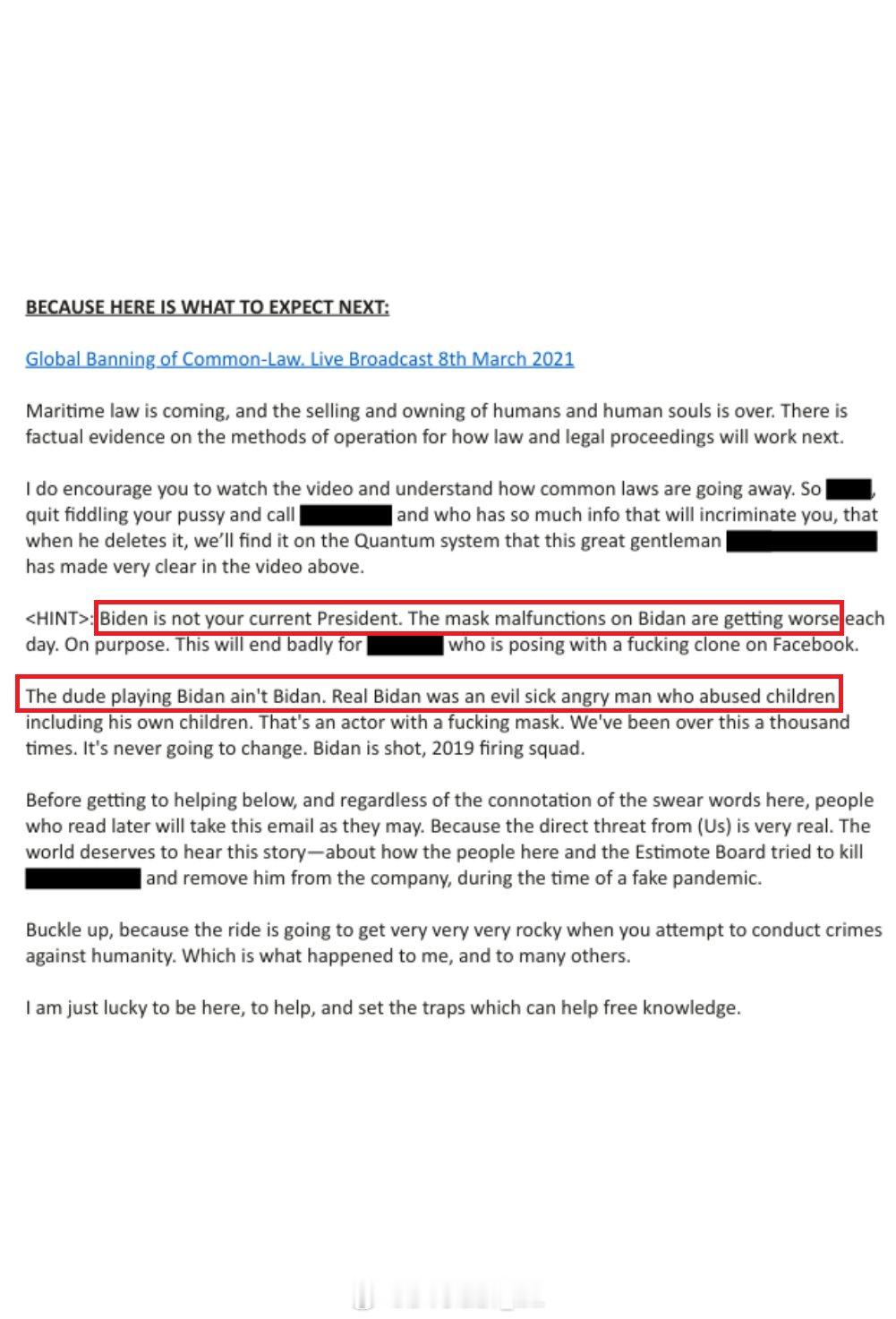 在新公布的一份爱泼斯坦邮件中，有人怀疑在公众场合露面的拜登实际上是带着面具的替身