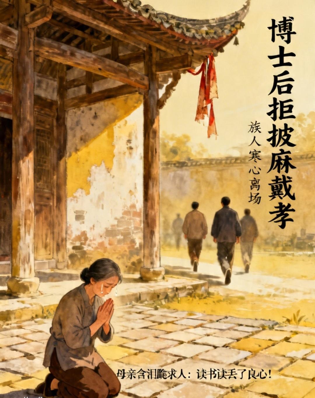 农村男孩读到博士后，父亲去世不肯披麻戴孝和下跪！男孩：“这是陋习”！过来帮忙的族