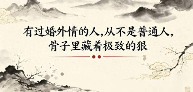 有过婚外情的人，从不是普通人，骨子里藏着极致的狠