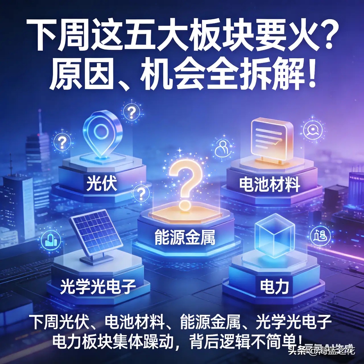 下周这五大板块要火？原因、机会全拆解！下周光伏、电池材料、能源金属、光学光电子、