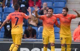 【西甲-桑切斯佩德罗双双破门 巴萨同城德比战2-0胜】西班牙足球甲级联赛第37轮