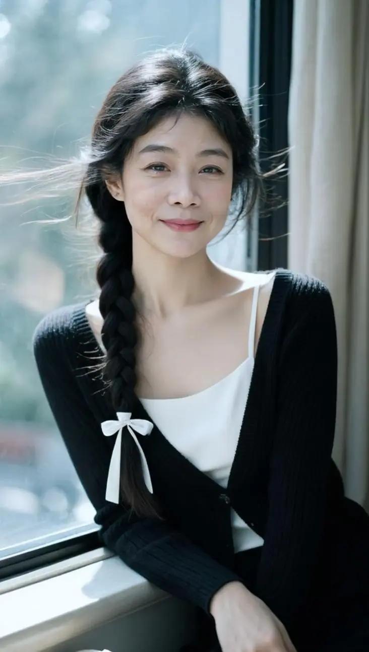 今日分享。AI窗边清新写真