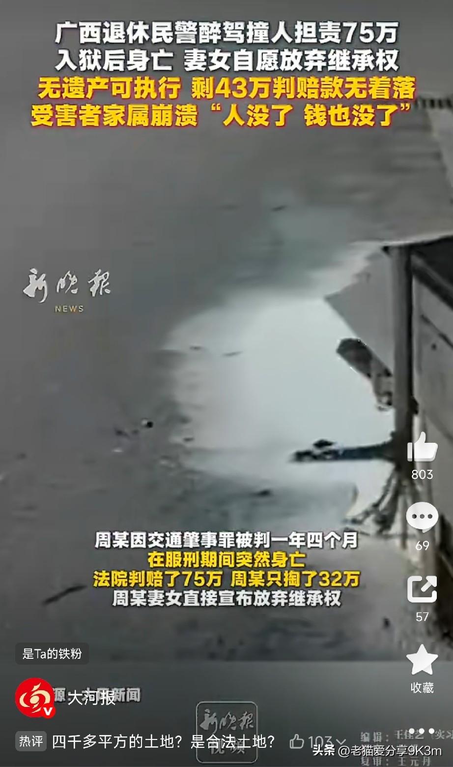 退休民警醉驾撞人，人死了钱没了！

桂林的白大哥，今年55岁，在县城开了个小商店
