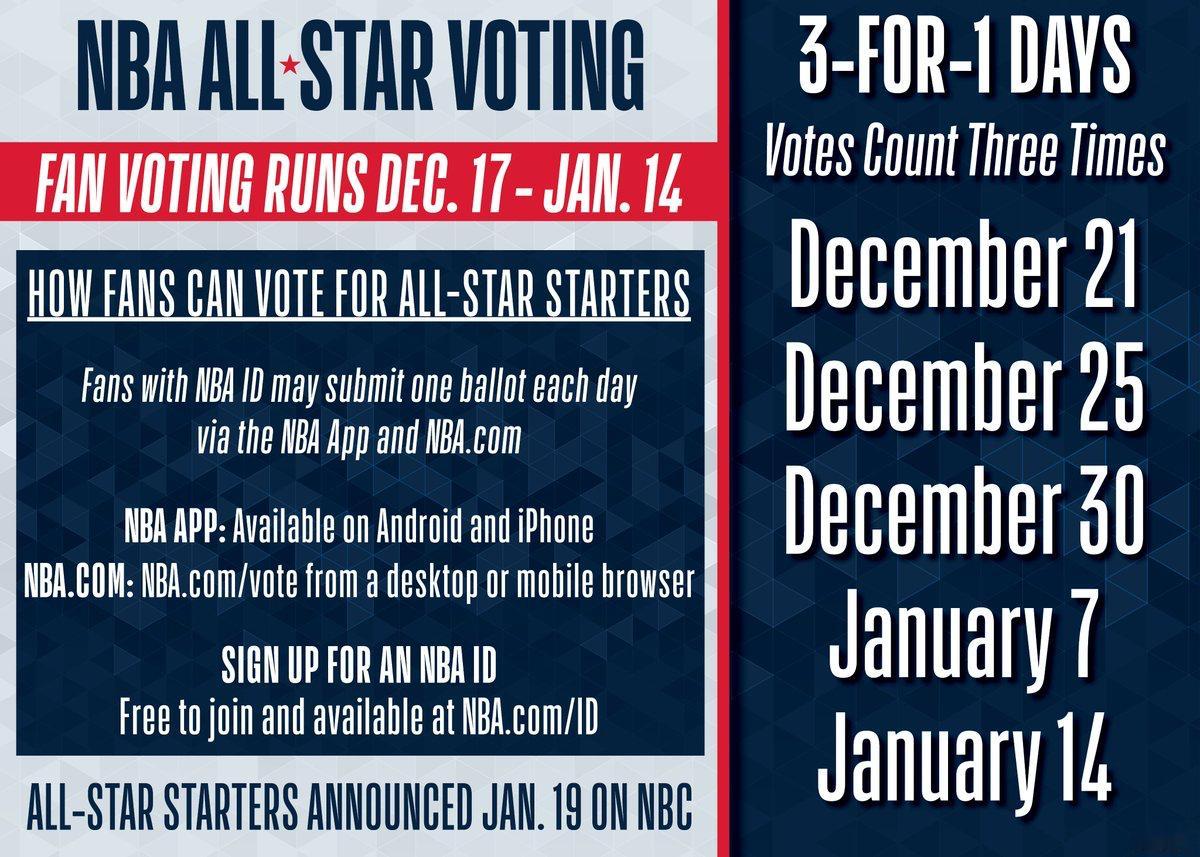 NBA全明星投票12月18日开启 NBA全明星球迷投票要来了！北京时间12月18
