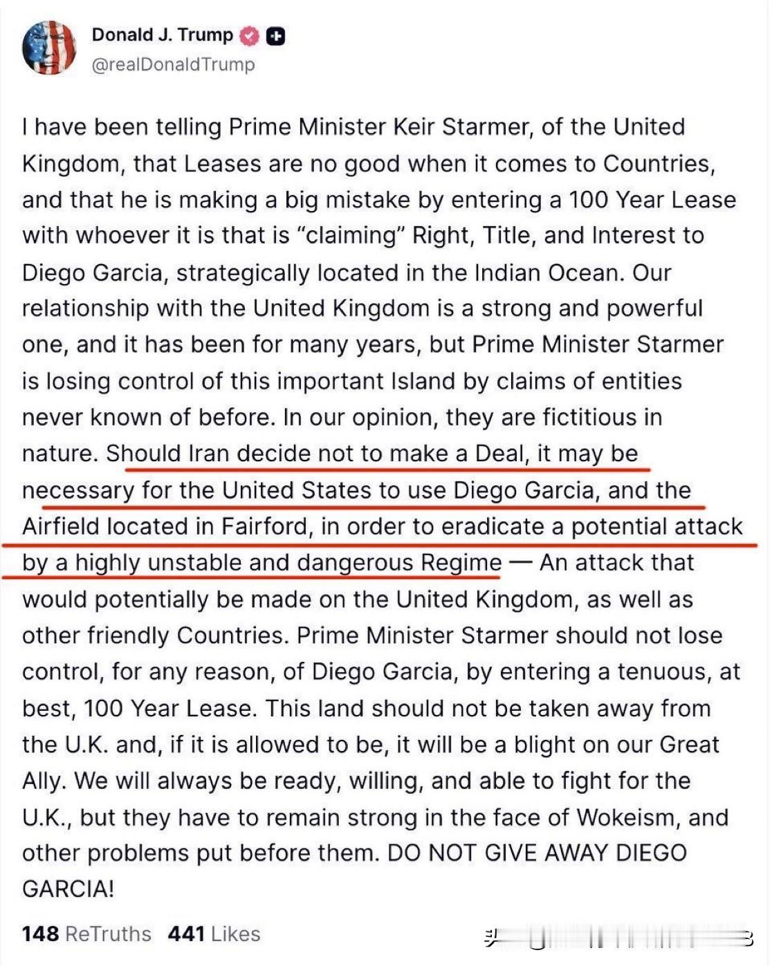 突发新闻：特朗普威胁要打击伊朗！

特朗普：“如果伊朗决定不达成协议，美国可能需