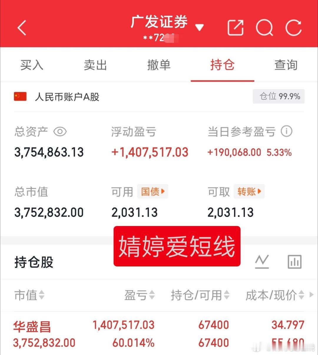 30万本金实盘记录（第431天）目前资金:3754863.13元今日持有:华盛昌