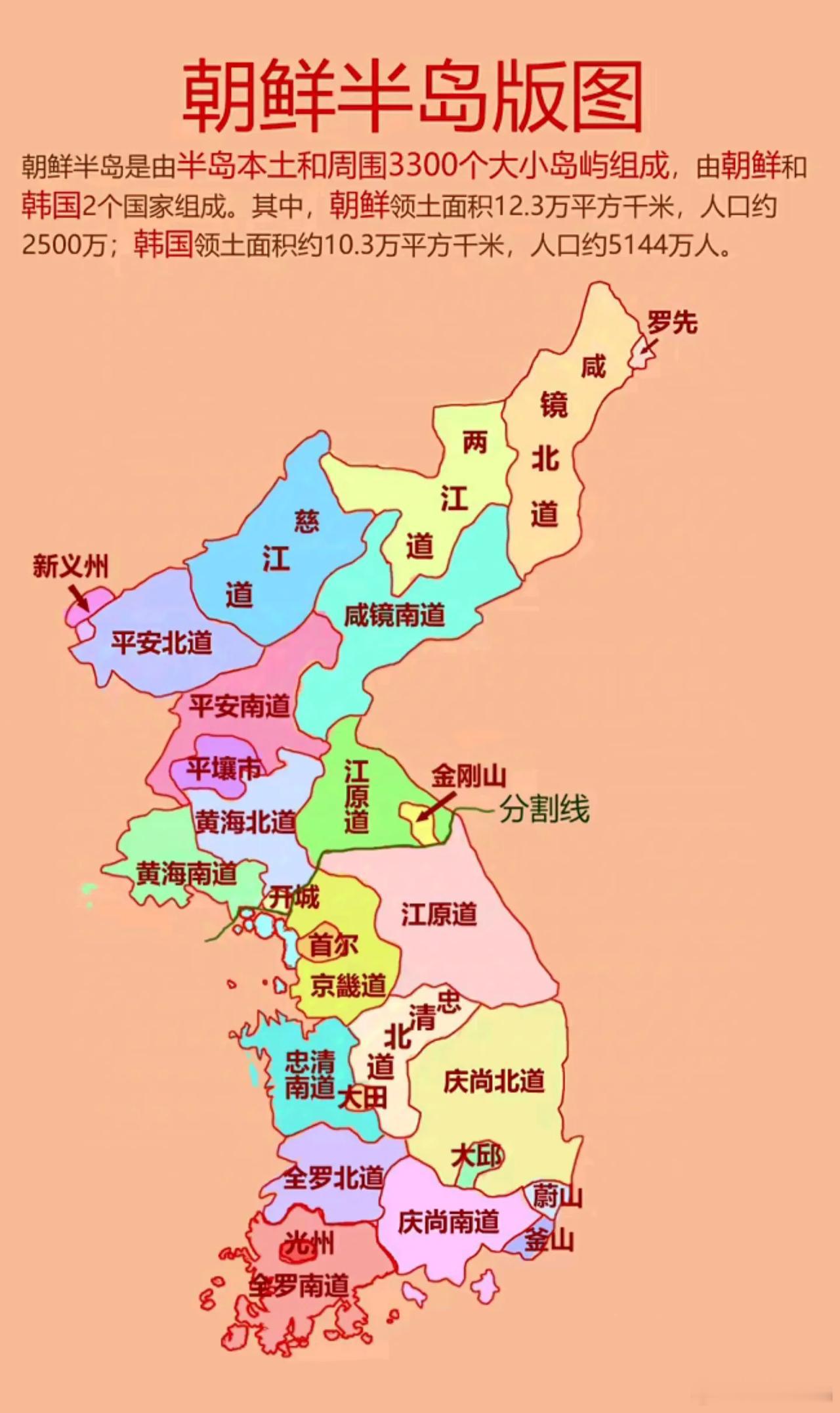 「朝鲜」和「韩国」的不同：「朝鲜」一词，起始于1392年李成桂建立的李氏朝鲜王朝