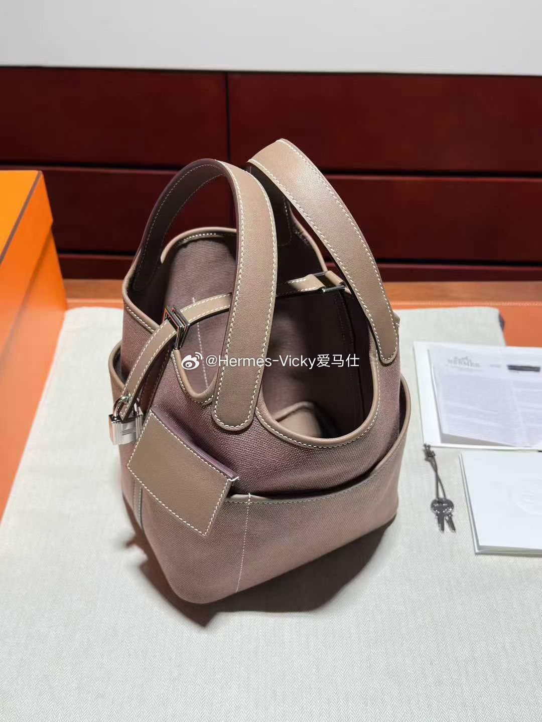 菜篮子18 cargo 大象灰 swift拼帆布 银扣 爱马仕hermes