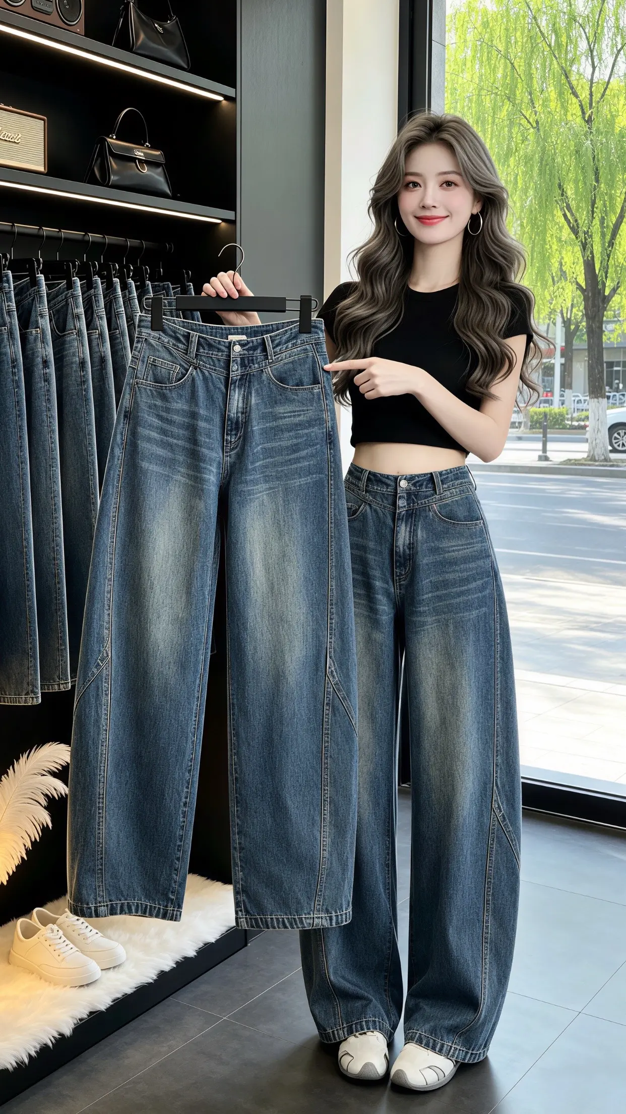 高腰显瘦阔腿牛仔裤 一眼就爱上的神裤 穿出自己的风格 夏季穿搭 好看的...