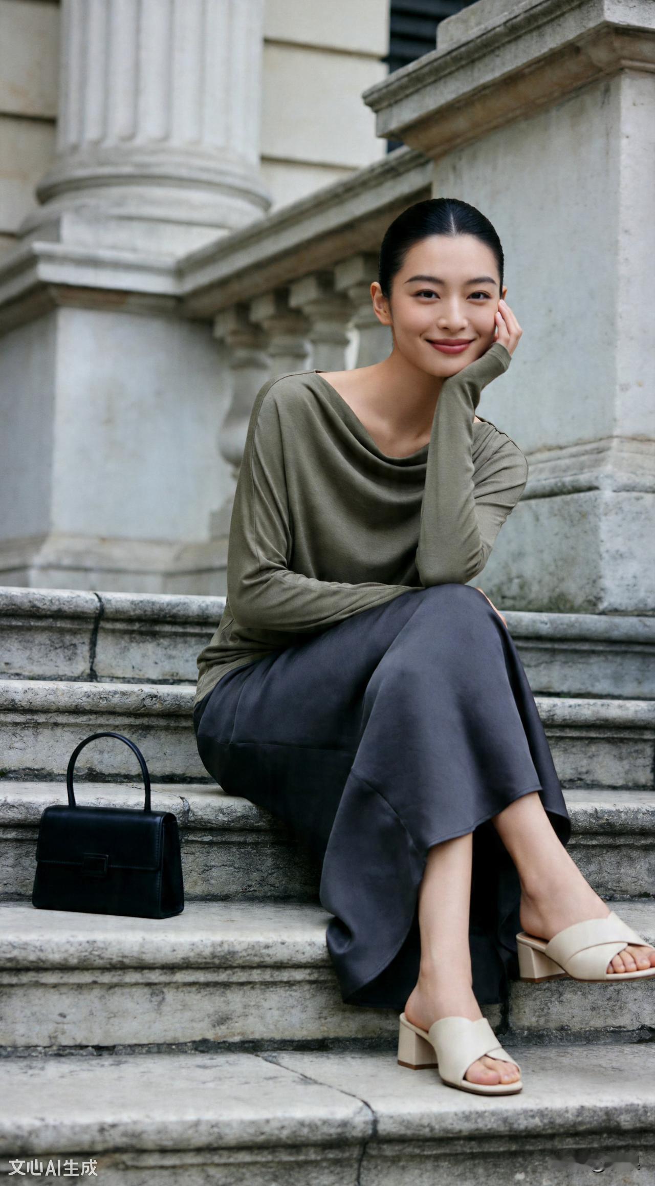 静坐石阶上，悠然见南山。