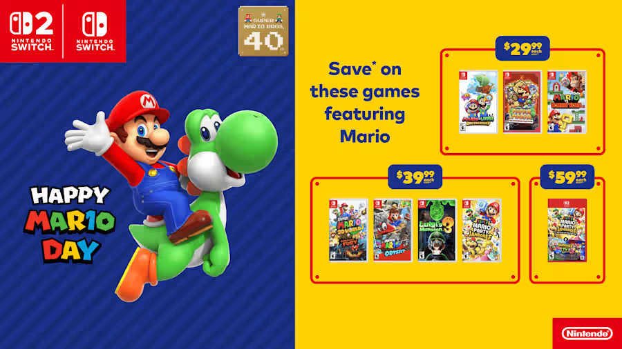 【美国任天堂《马力欧》游戏线下特惠进行中】临近马力欧日，除了线上的促销，美国任天