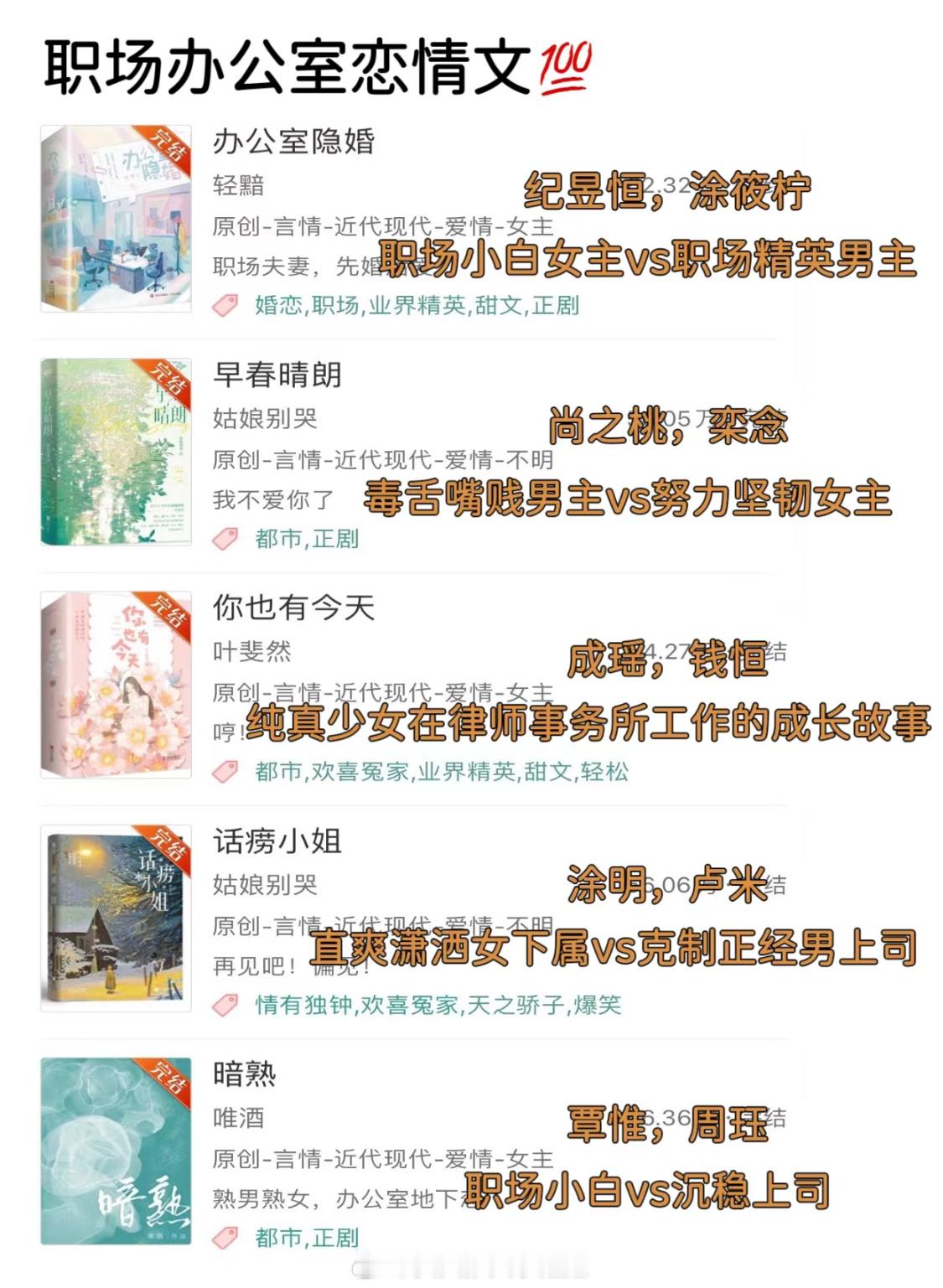 职场办公室恋情文哪本是你的top呀！看女主从职场小白一步步成长为女精英，办公室和