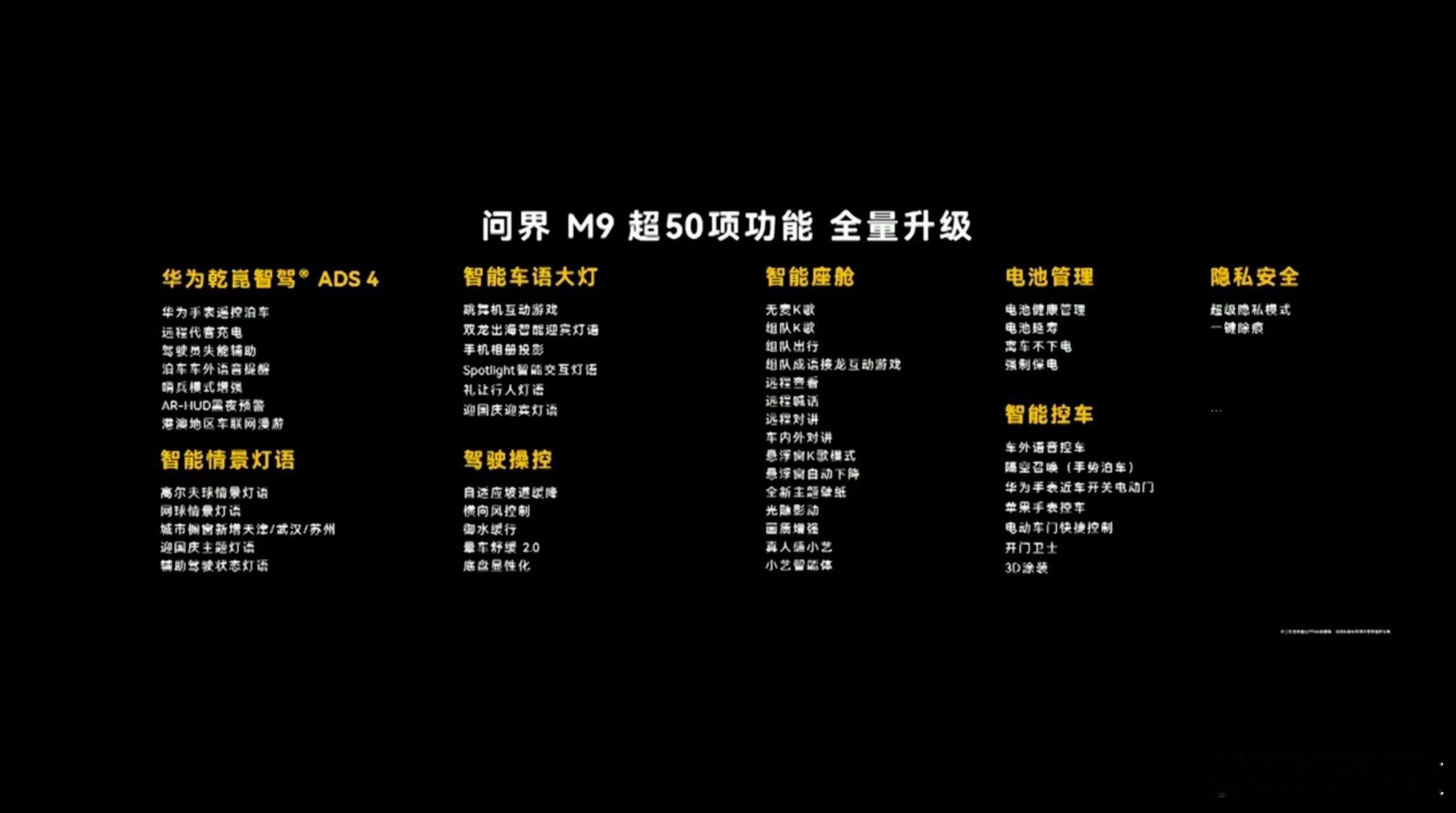问界M9超50项功能全量升级问界M9新车色银境紫正式上市鸿蒙智行秋季发布会直接把