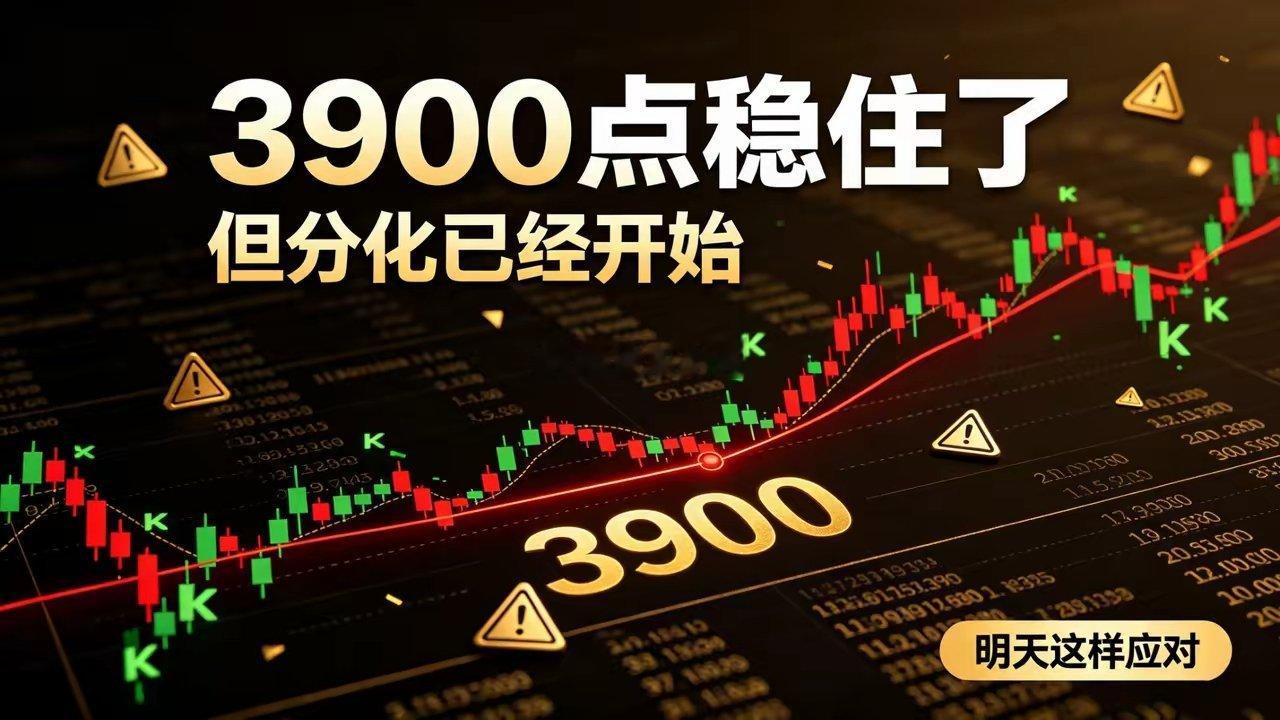 大盘稳住3900！大涨后的首次分歧，明天行情核心已定风险提示：仅个人复盘闲聊，不