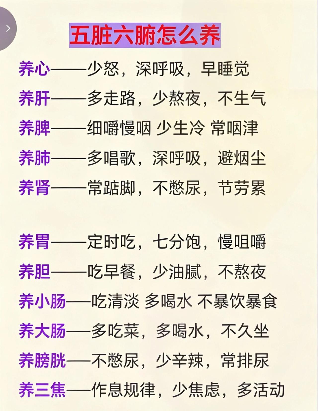 快来看看五脏六腑怎么养？