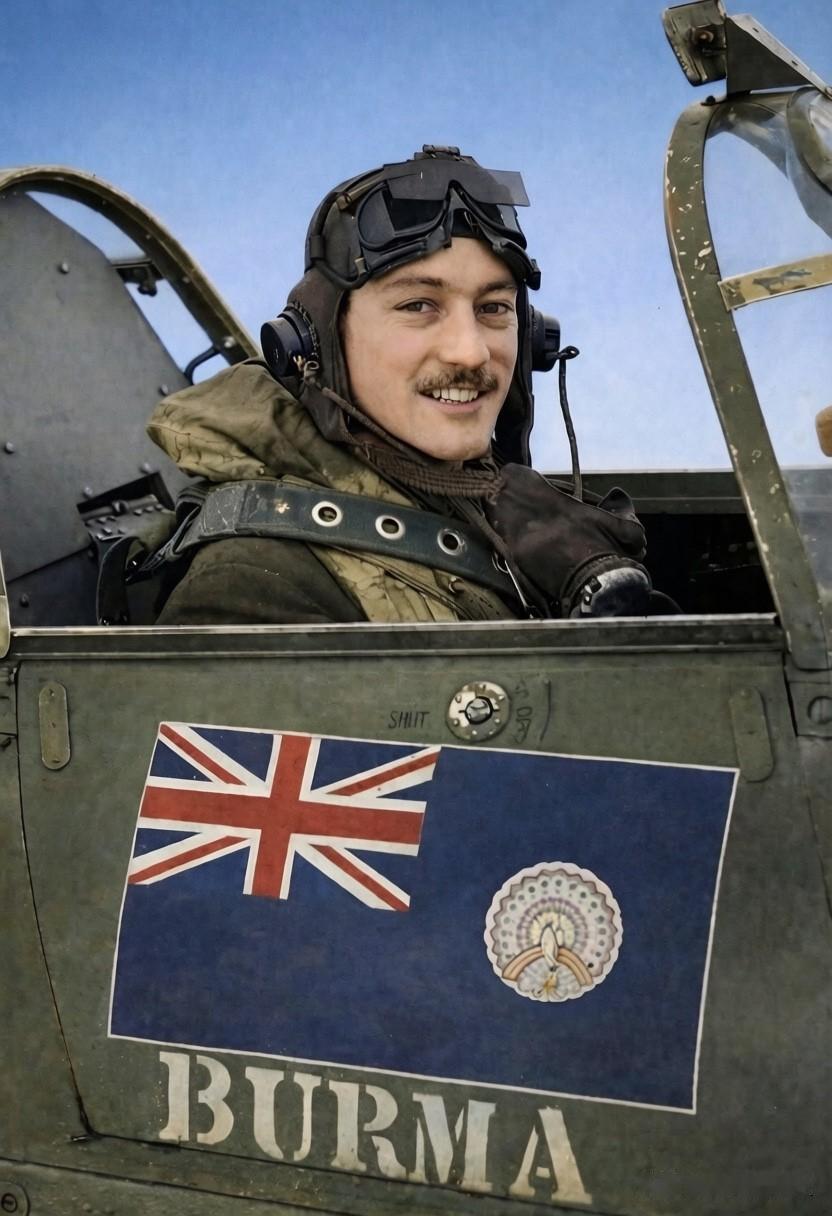 1941年左右，英国皇家空军第257中队的罗伯特·斯坦福·塔克坐在一架霍克“飓风