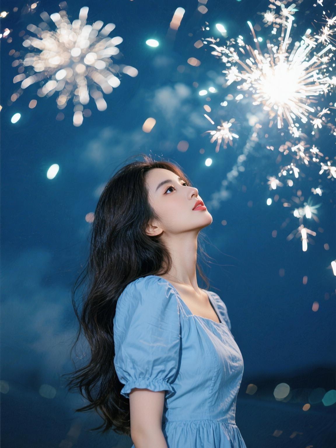 烟花氛围感写真 抖音ai创作 今日分享 女生拍照姿势