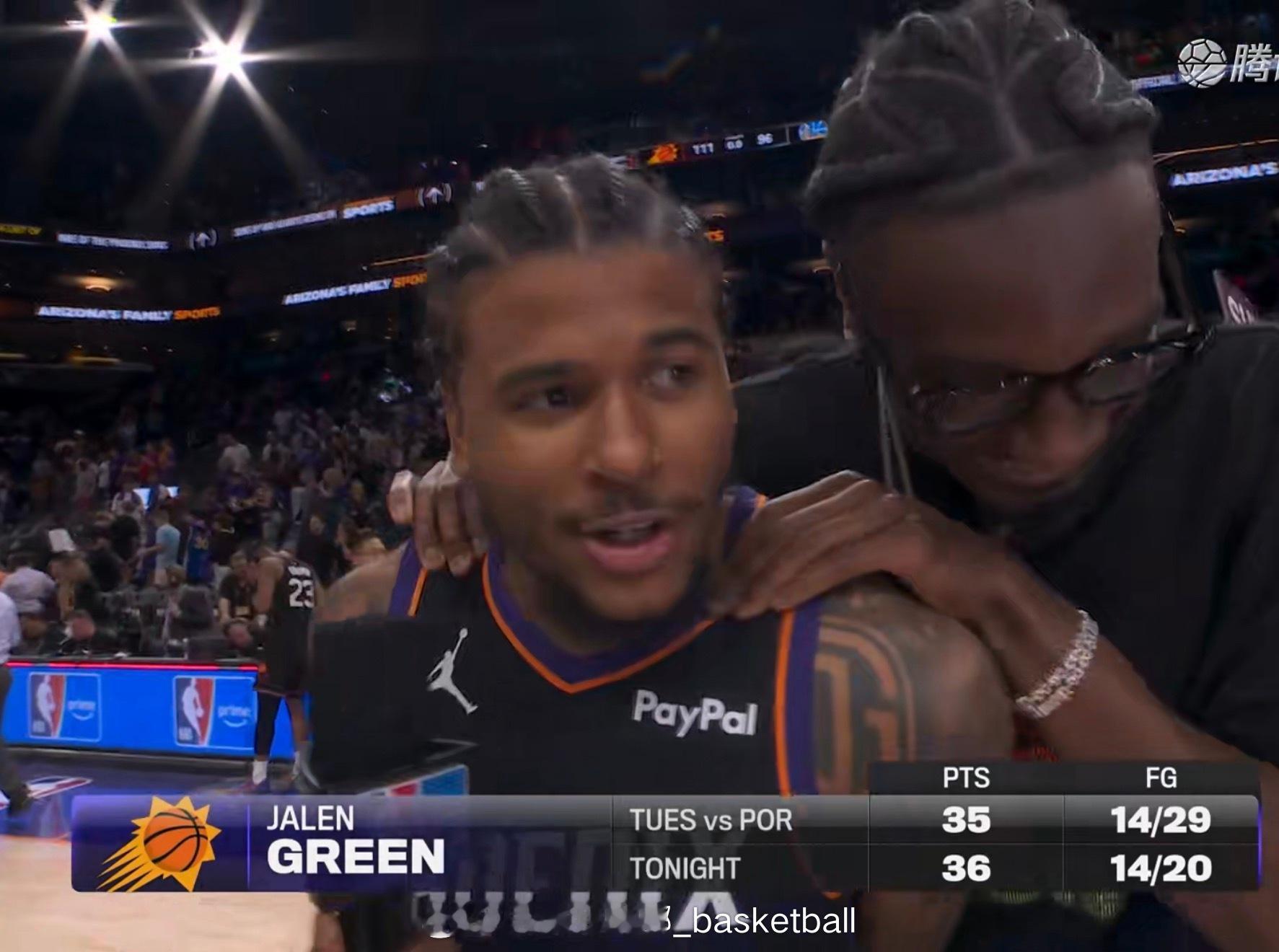 杰伦格林两场附加赛干了71分，今晚8记三分球让勇士赛季结束了