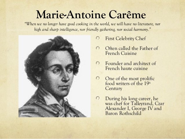 Marie-Antoine Carême（1784-1833）巴黎主厨、作家，主