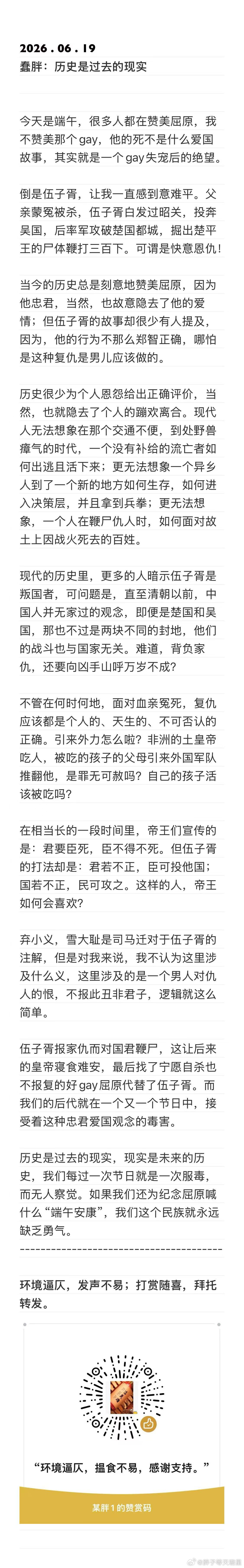 蠢胖：历史是过去的现实 