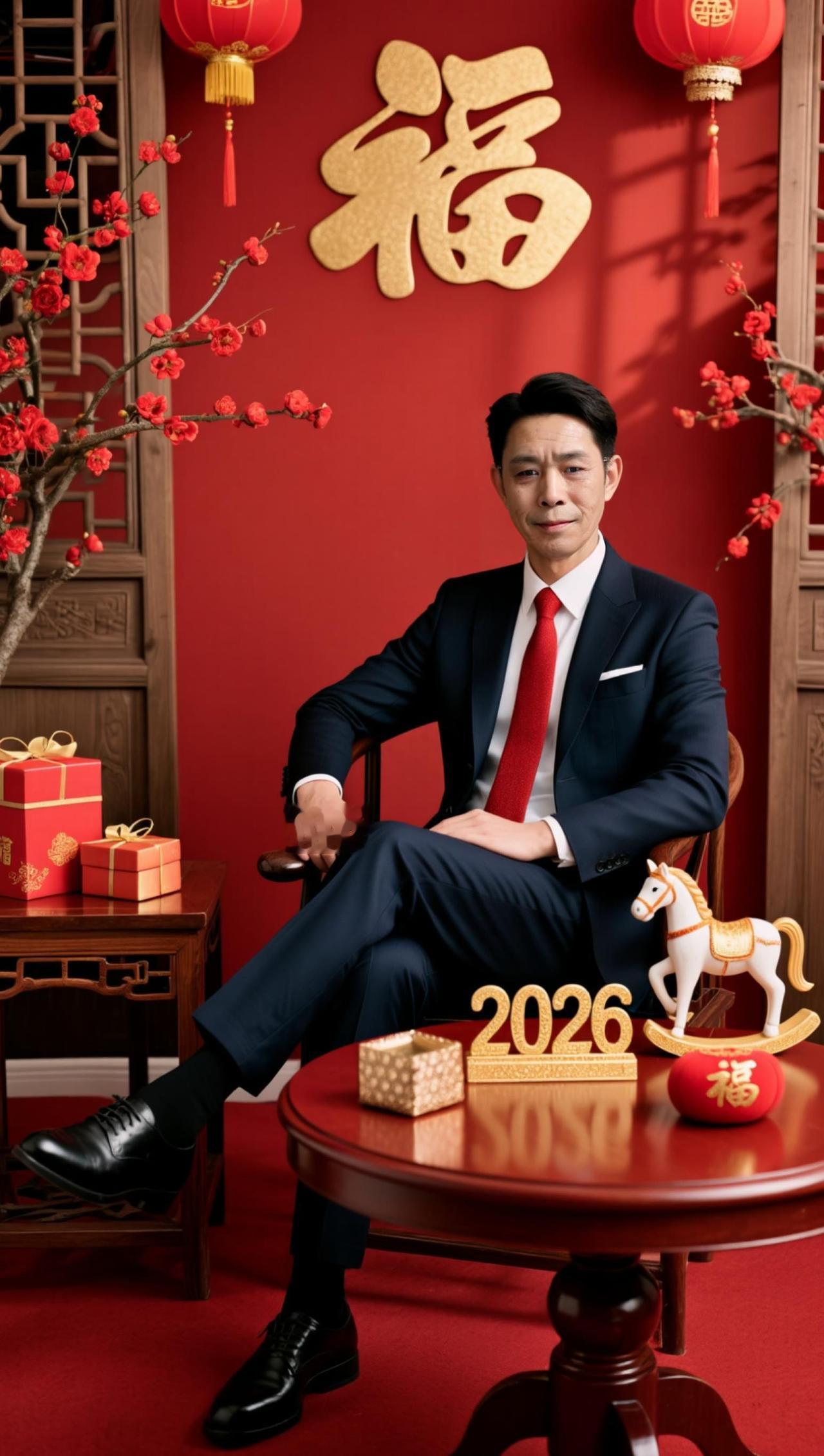 AI新春正装写真 抖音ai创作 大年初十十全十美 马到成功见者好运 马运亨通