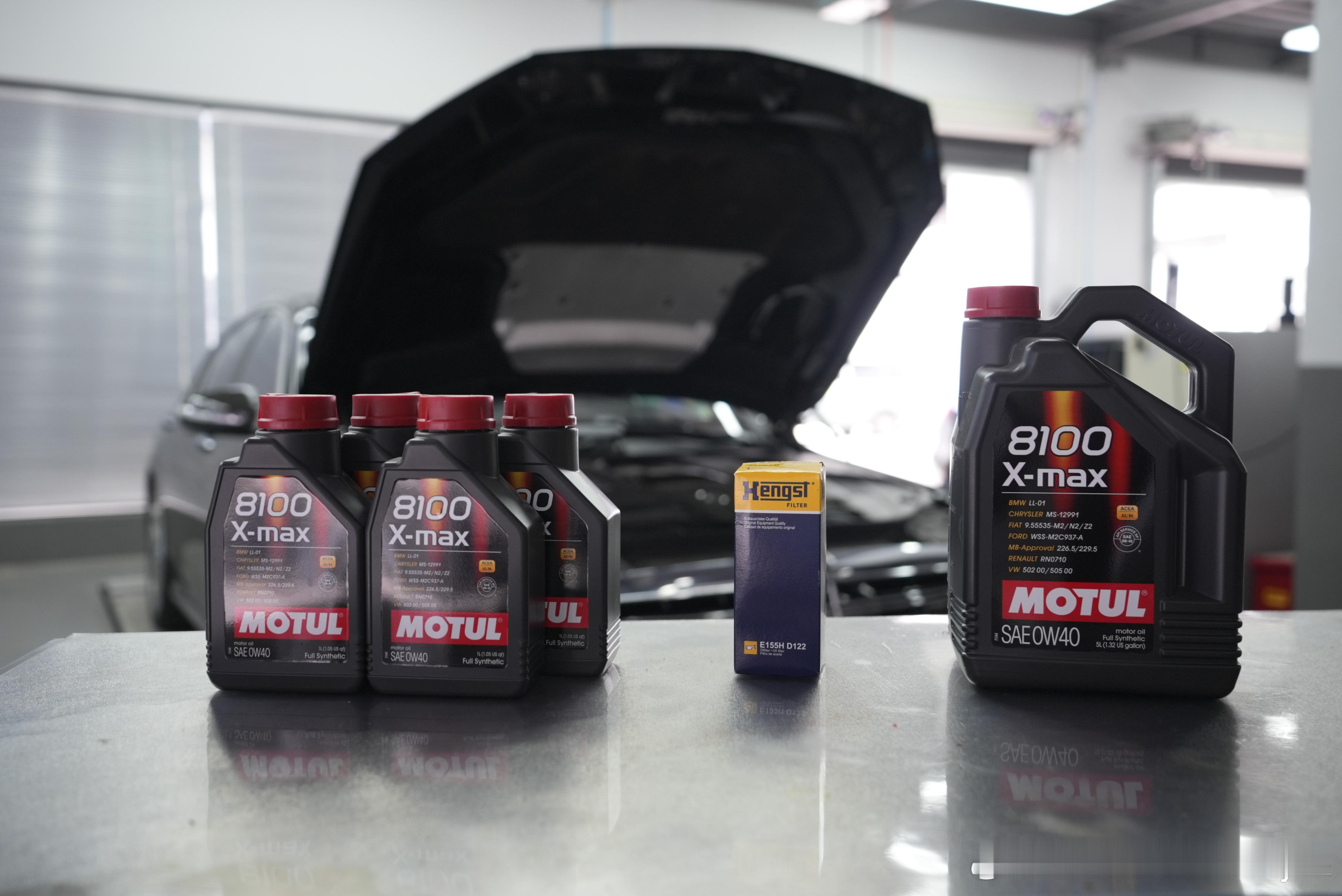 奔驰S63 AMG日常保养 Motul 8100 X-MAX机油 汉格斯特机油滤