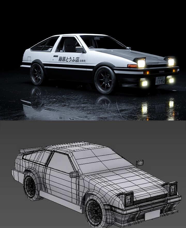 3dmax建模|AE86 秋名山神车重现🏎️
永远的秋名山传说！3dmax 完