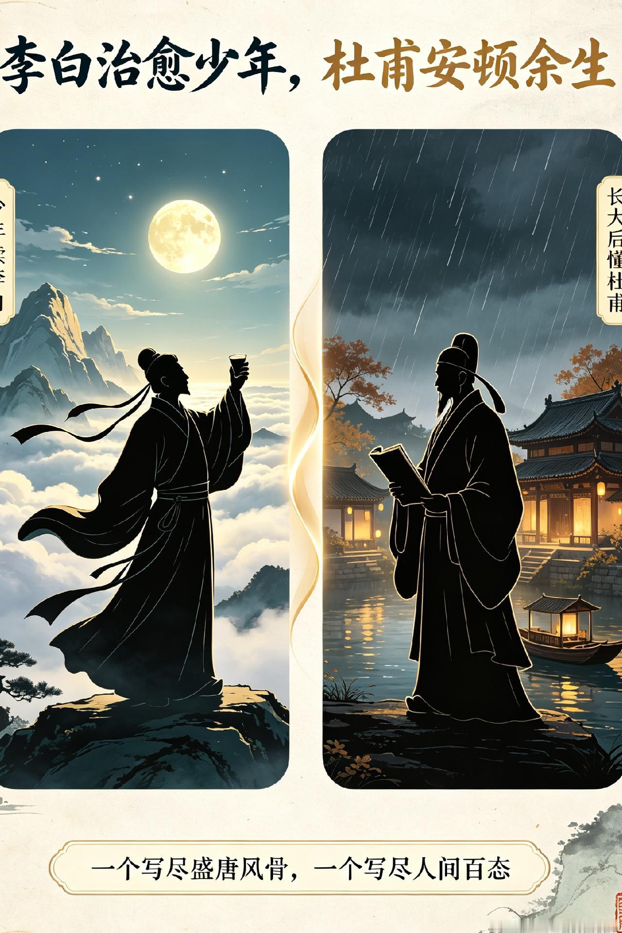 世人争论千年：李白和杜甫，到底谁才是唐诗天花板？
 
其实根本不用比，李白治愈少