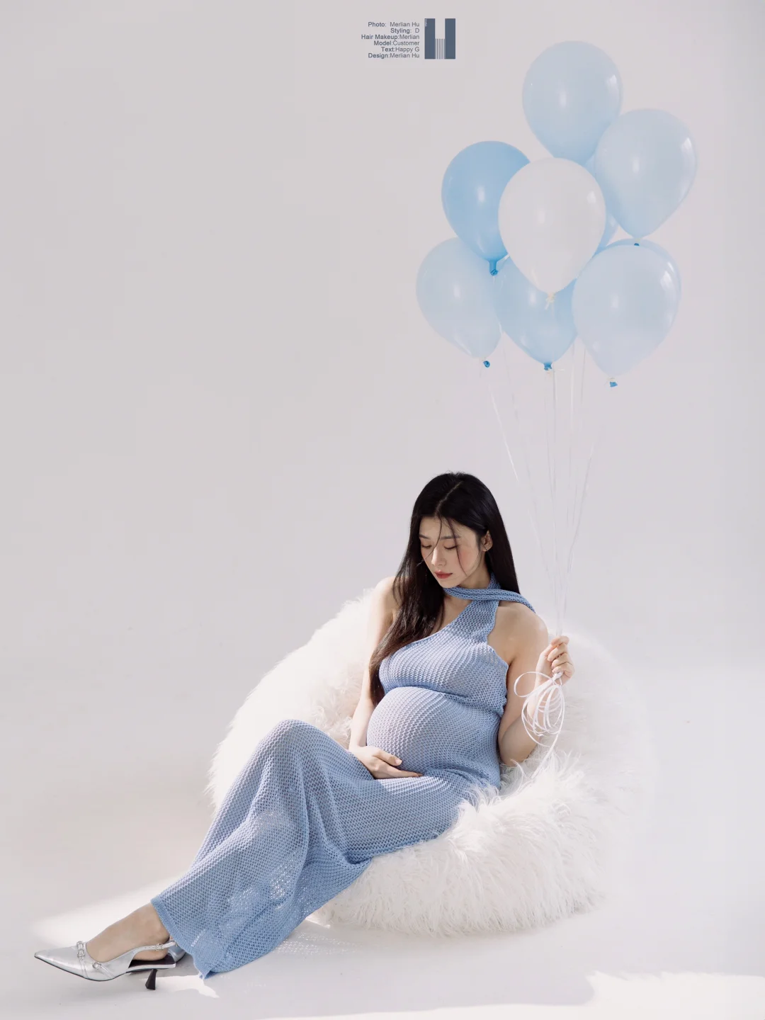 简约画报蓝色孕妇照🤰