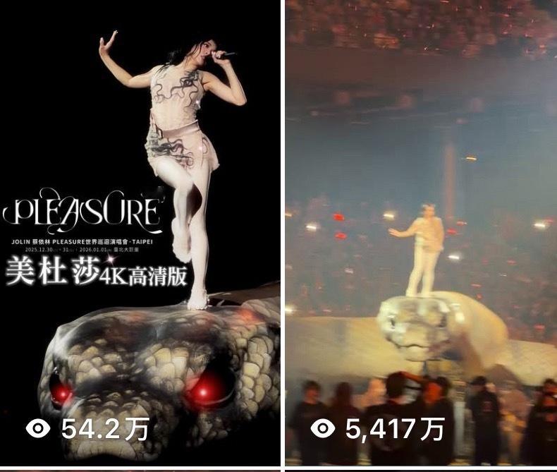 Omg ig 上那条蔡依林大巨蛋踏蛇巡场视频播放量已经突破5417万了（该博主发