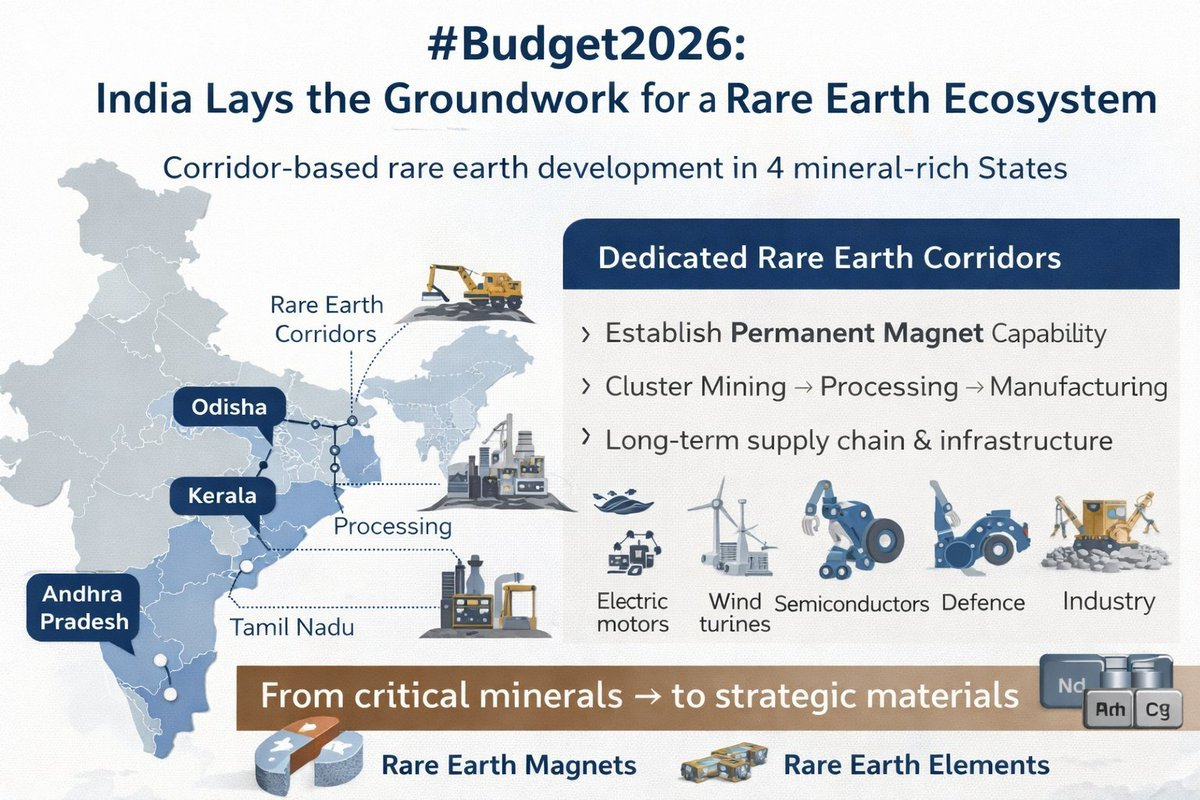 印度公布稀土战略，计划在东南部奥里萨邦、喀拉拉邦、安得拉邦和泰米尔纳德邦设立稀土