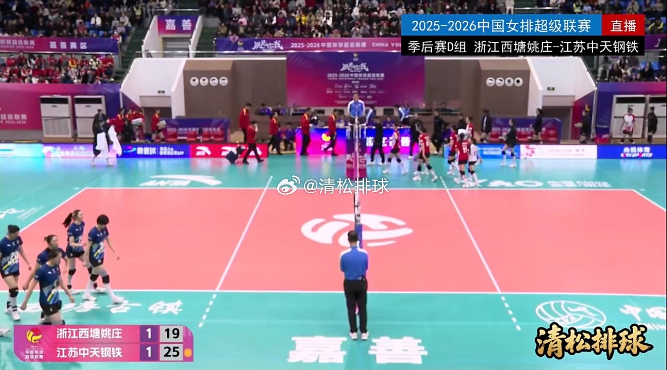 2025-2026中国女排超级联赛季后赛D组第18轮浙江西塘姚庄vs江苏中天钢铁